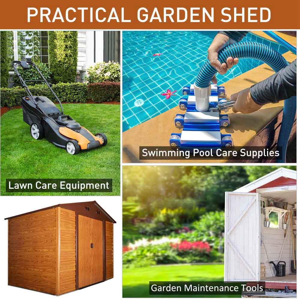 Outsunny Metal Shed Brown 9 x 6ft Image 5