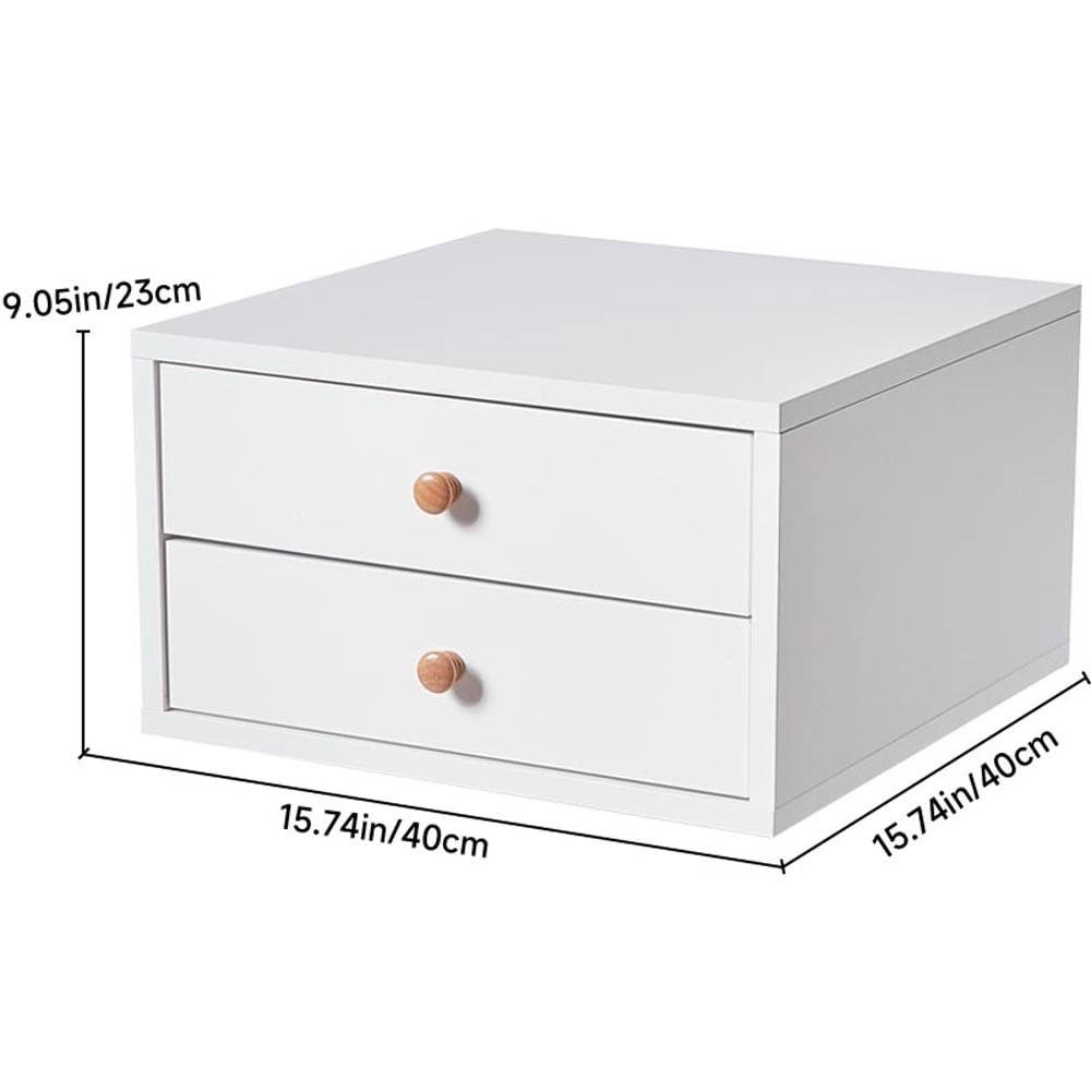 H&O Direct 2 Drawer White Floating Nightstand Image 5