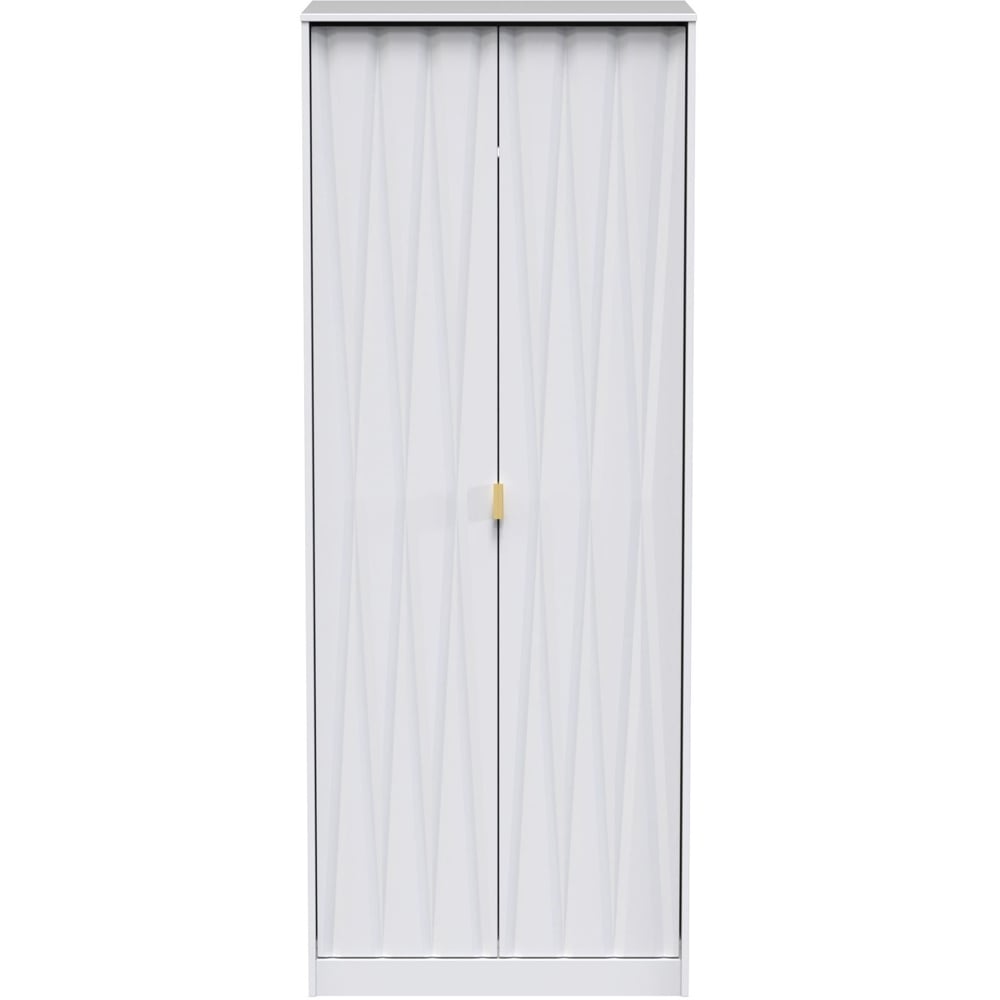Crowndale Diamond Ready Assembled 2 Door Matt White Tall Double Wardrobe Image 2