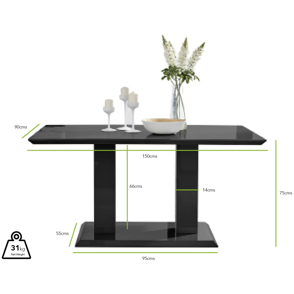 Furniturebox Molini Cesano 6 Seater Dining Set Black Gloss and Blue Image 9