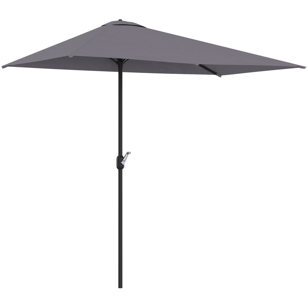 Outsunny Grey Crank Handle Half Parasol 2.3m Image 1