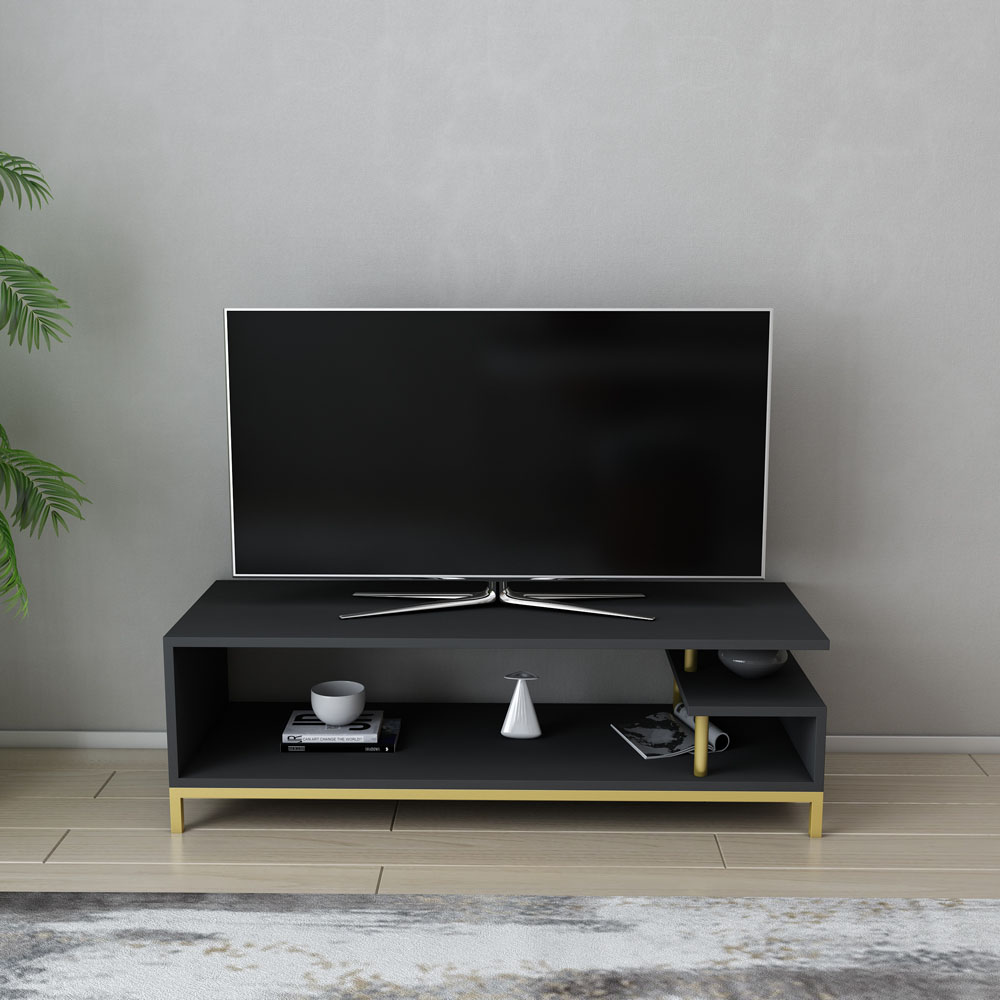 Decorotika Reilly 2 Shelf Gold and Anthracite TV Unit Image 5
