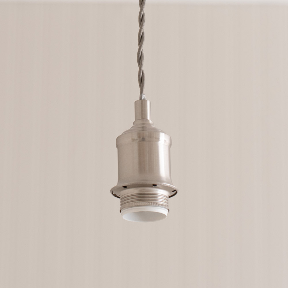 ValueLights Reni Grey and Chrome Drum Shade 3 Drop Bar Chrome Diner LED Ceiling Light Image 4