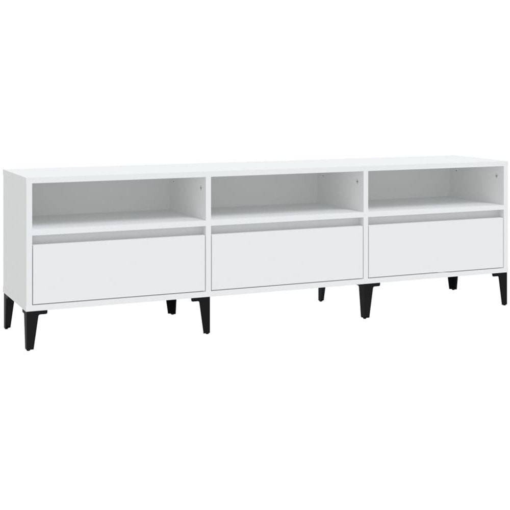 vidaXL 3 Door 3 Shelf White TV Cabinet Image 2