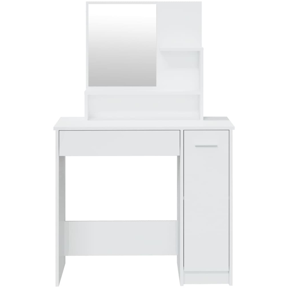 vidaXL Single Door Single Wide Drawer High Gloss White Dressing Table with Mirror Image 6