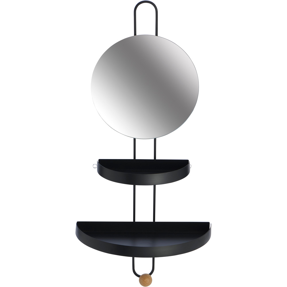 Wilko Black Shelved Mirror With A Hook Wilko