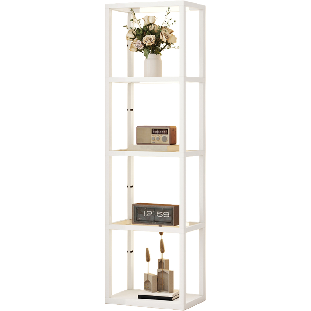 HOMCOM 4 Shelf White Glass Dimmable LED Floor Lamp Image 1