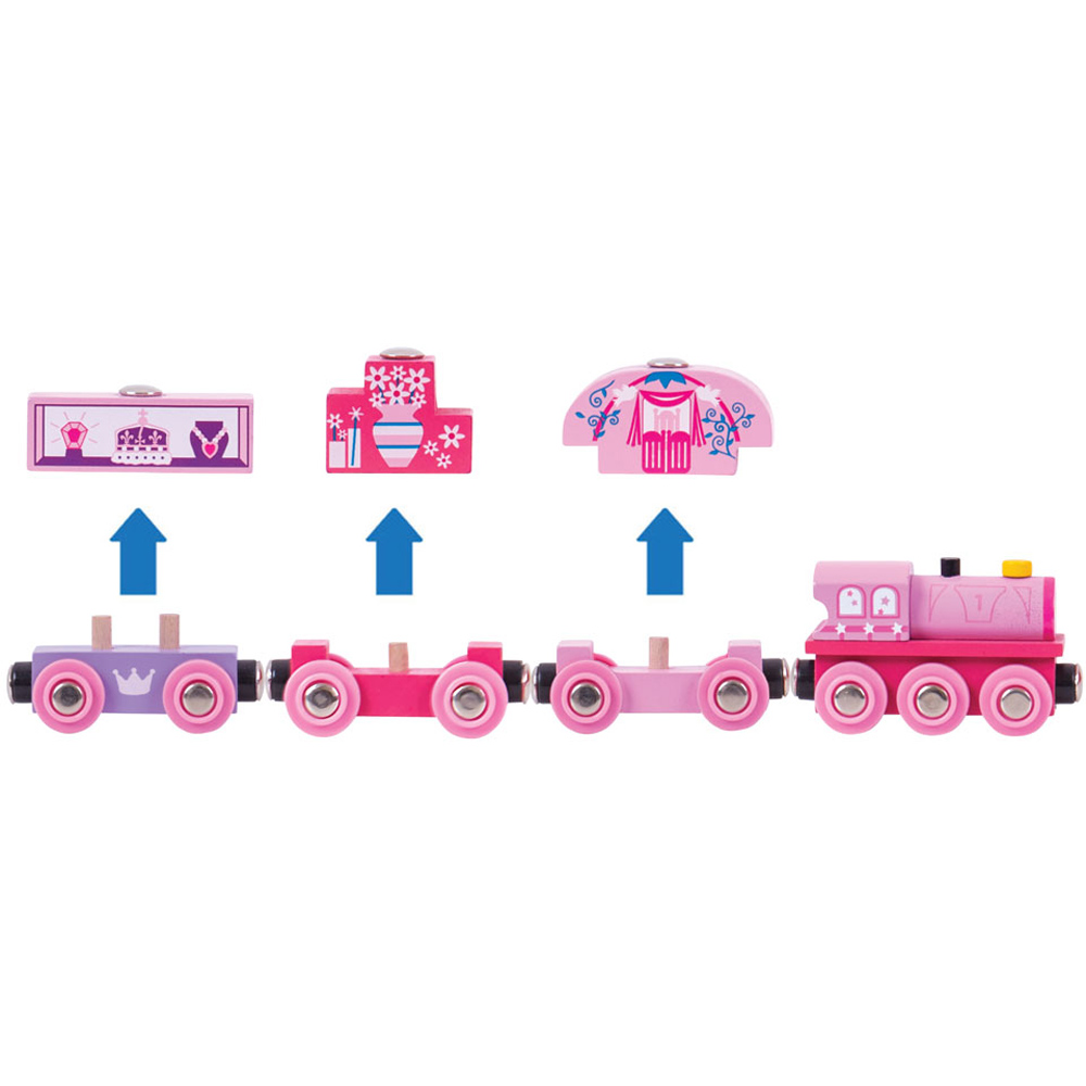 Bigjigs Rail Kids 9 Piece Princess Train Engine and Carriage Set Image 2