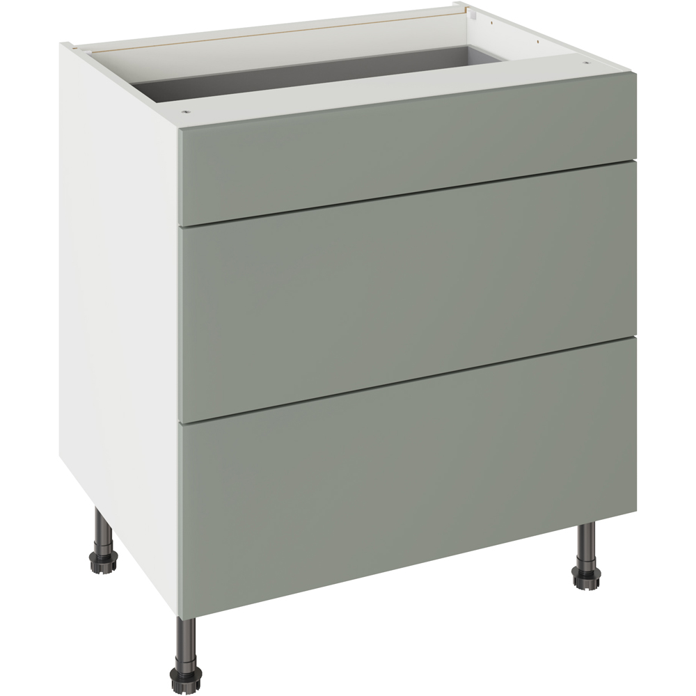 Kitchen Kit Slab Supermatt Agave Green 3 Drawer Base Kitchen Cabinet Flatpack 800mm Image 1