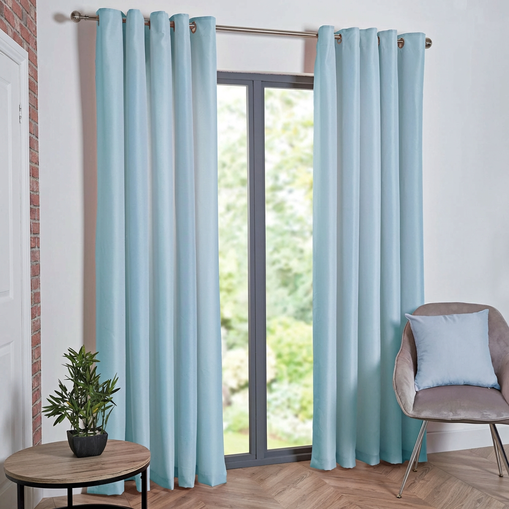 Taylor Blackout Eyelet Curtains - Duck Egg / 229cm Image 3