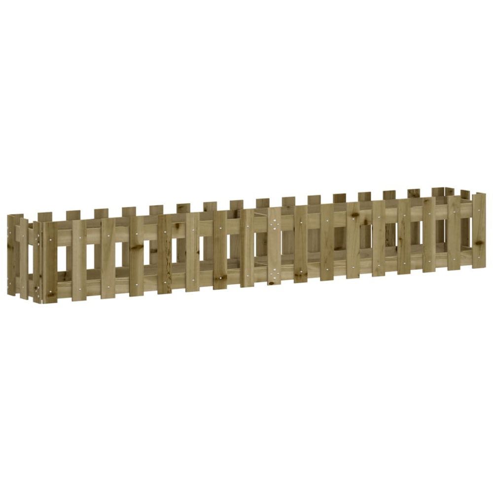 vidaXL Natural Solid Impregnated Pine Wood Fence Design Raised Garden Bed 200 x 30 x 30cm Image 1