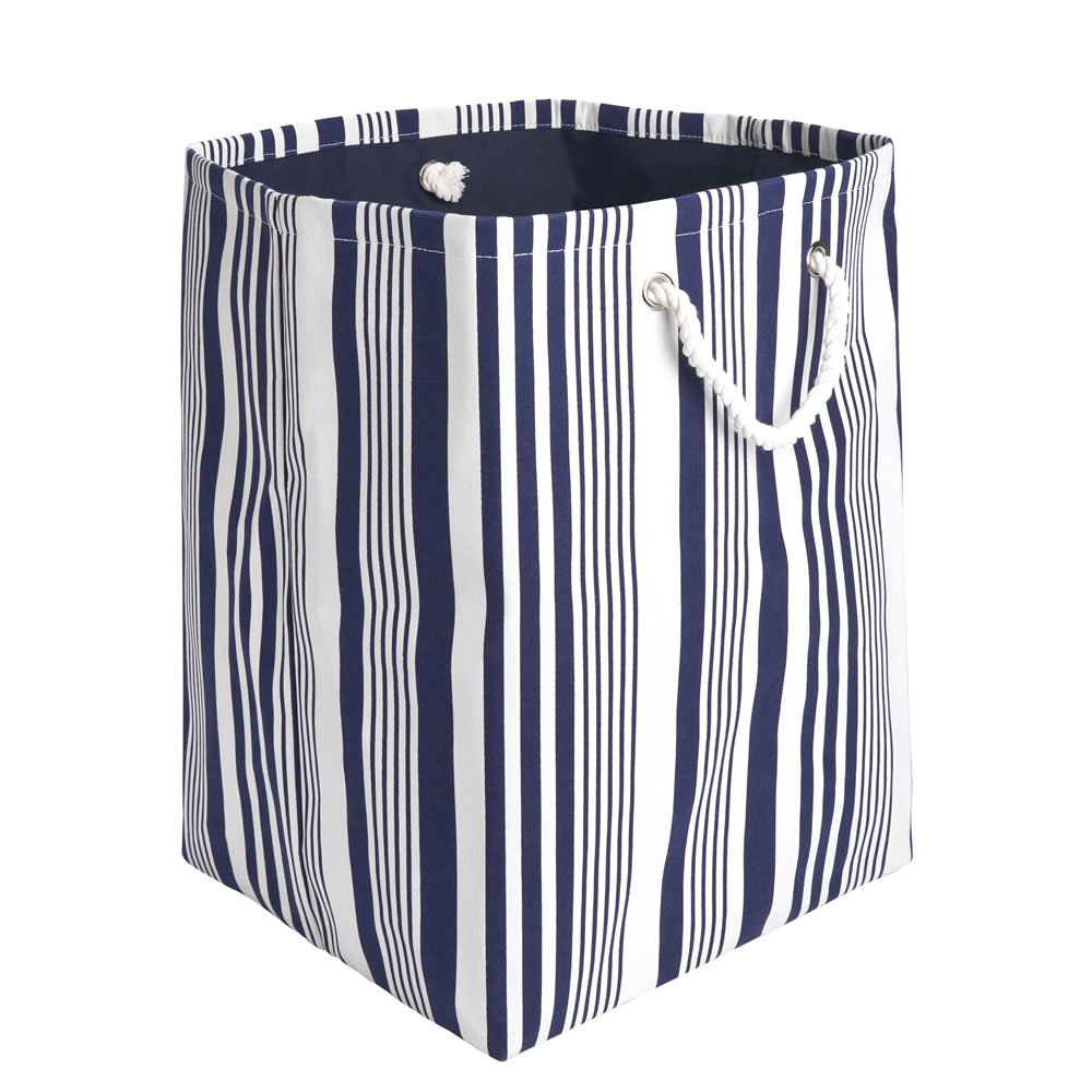 Wilko Blue and White Striped Laundry Bag Image 1
