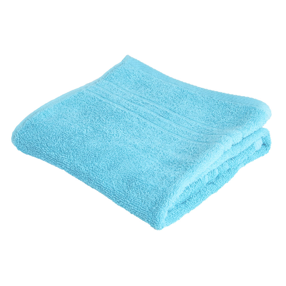 Wilko Aqua Blue 100% Cotton Hand Towel Image 1
