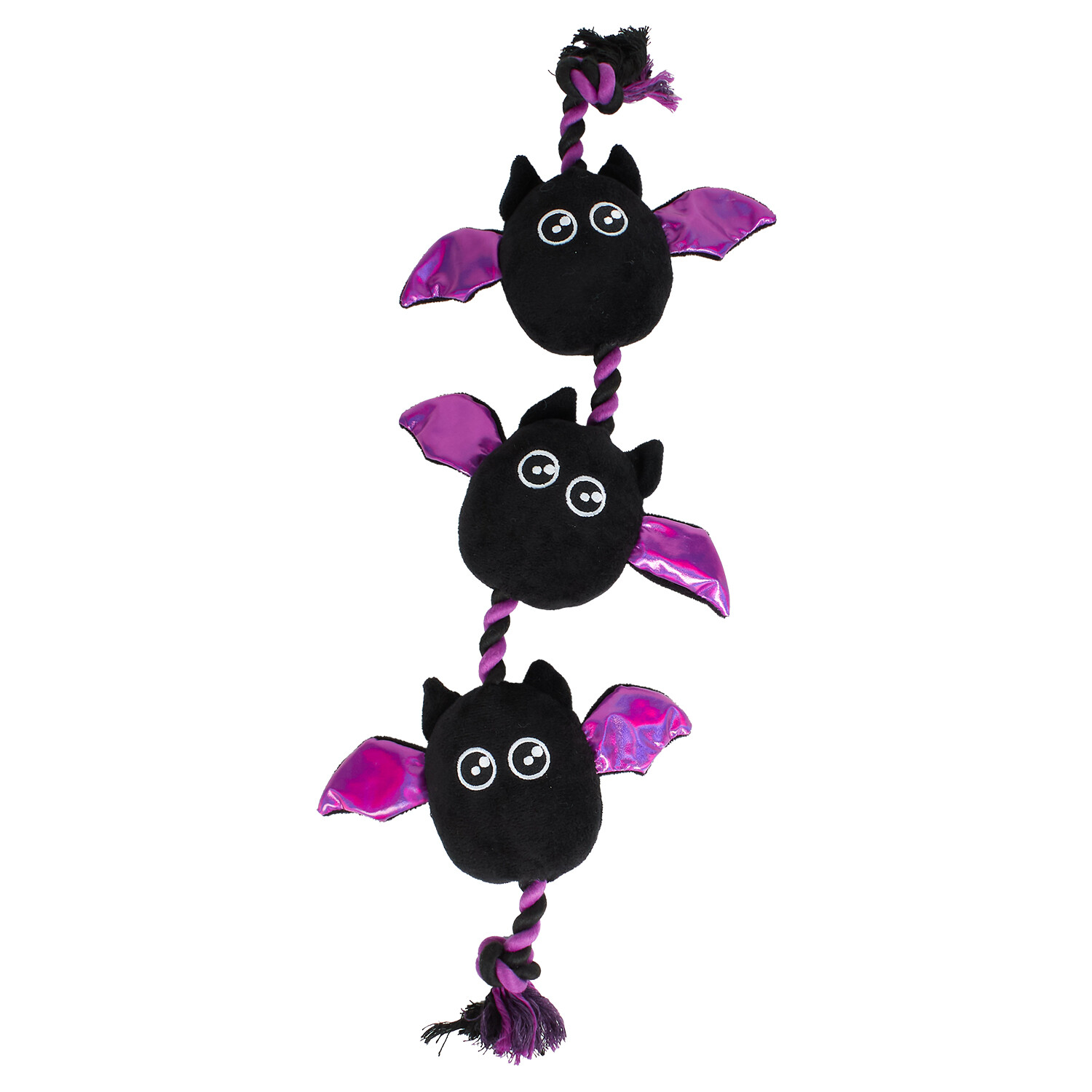 Rope Bats Squeaky Dog Toy Black Image 1