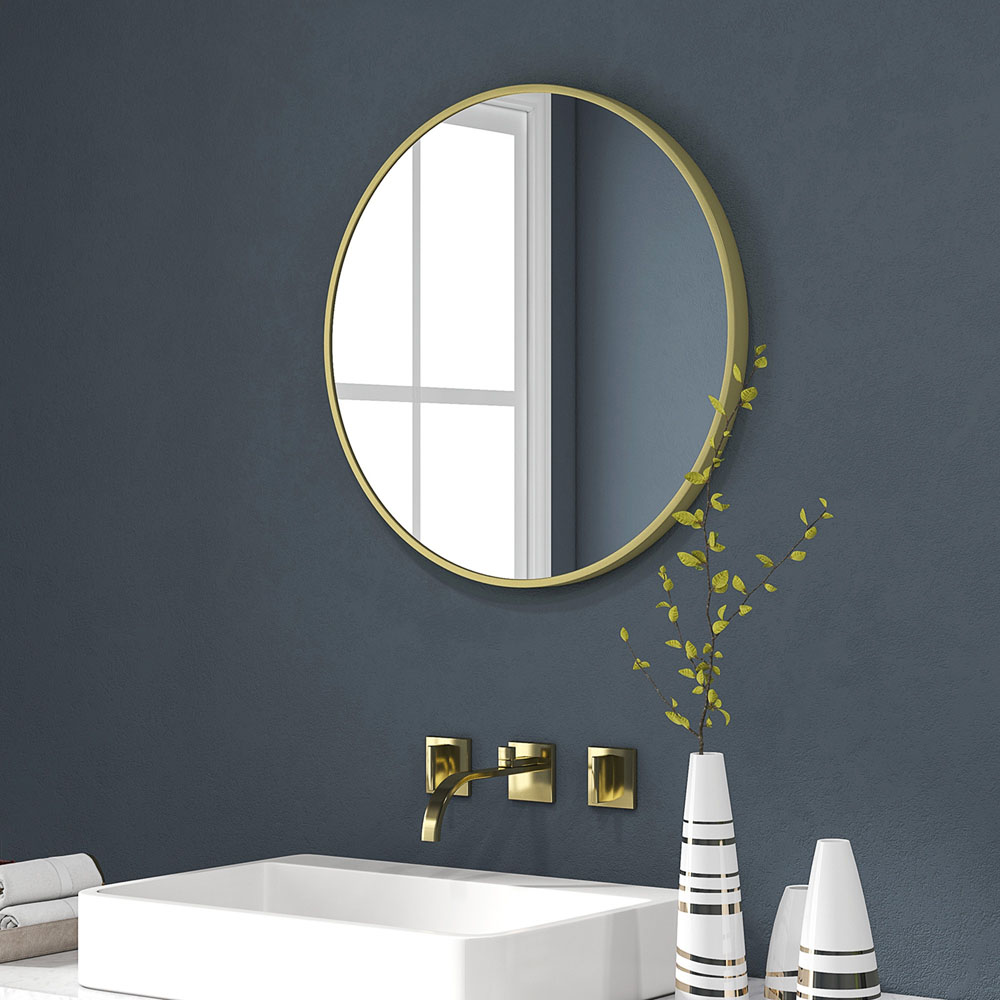 HOMCOM Gold Frame Wall Mounted Round Bathroom Mirror 60 x 60cm Image 7