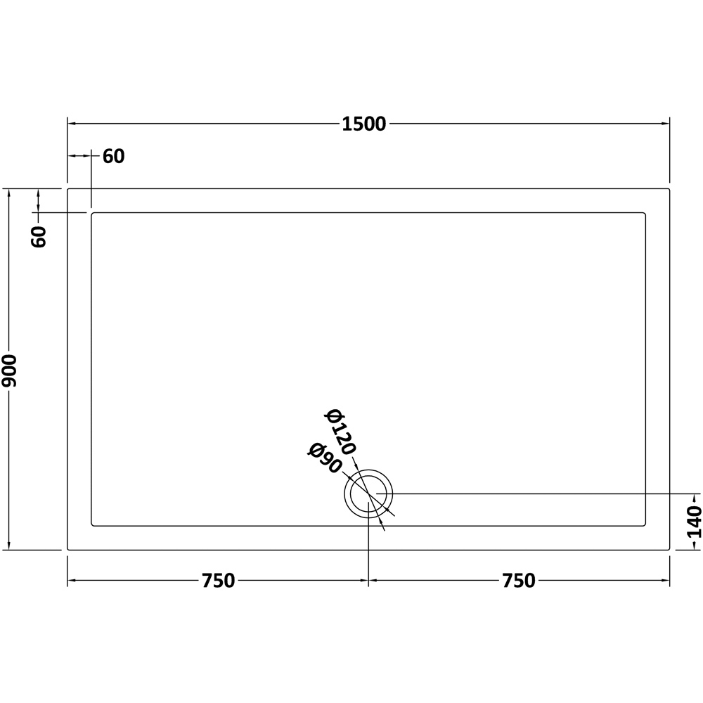 nuie Slate Grey Rectangular Shower Tray 1500 x 900mm Image 2