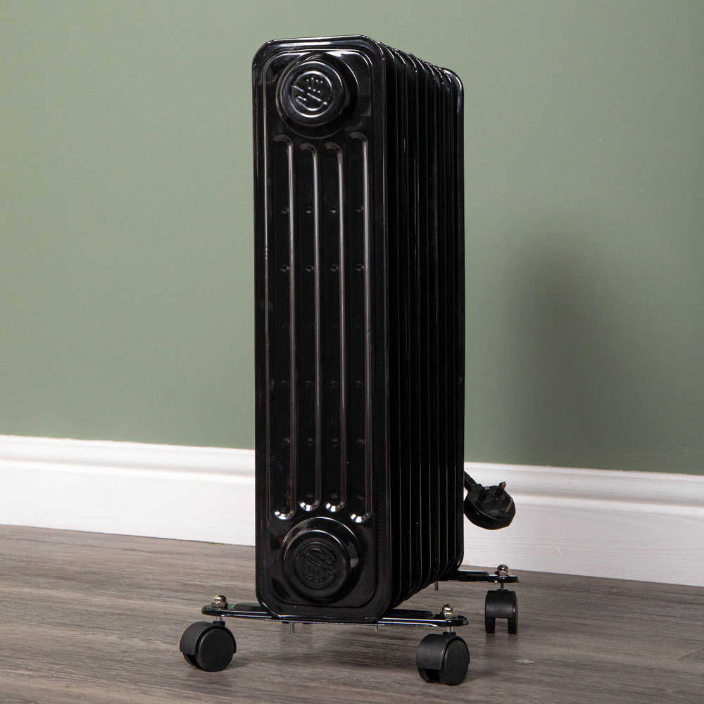 Samuel Alexander 9 Fin Black Slimline Oil Filled Heater Radiator 2000W Image 4