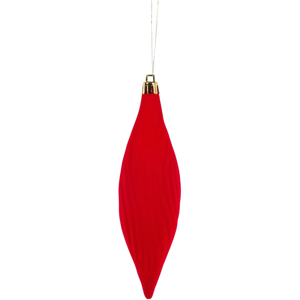 Pack of 6 Flocked Hanging Decorations Red Image 4