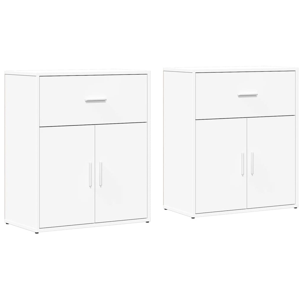 vidaXL 2 Door Single Drawer White Sideboard Set of 2 Image 2