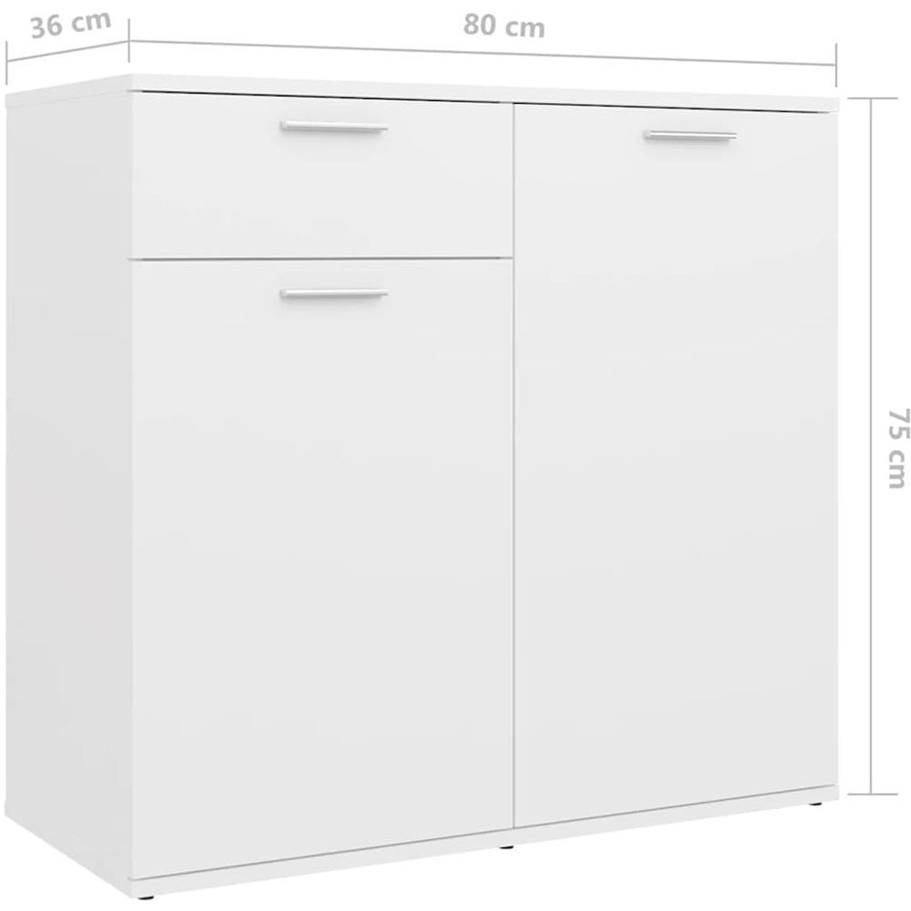 vidaXL 2 Door Single Drawer White Sideboard Set of 2 Image 9