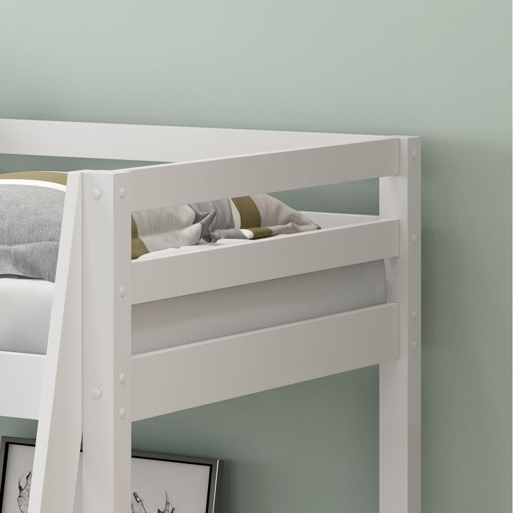 Portland White Wooden Mid Sleeper with Mattress Image 2