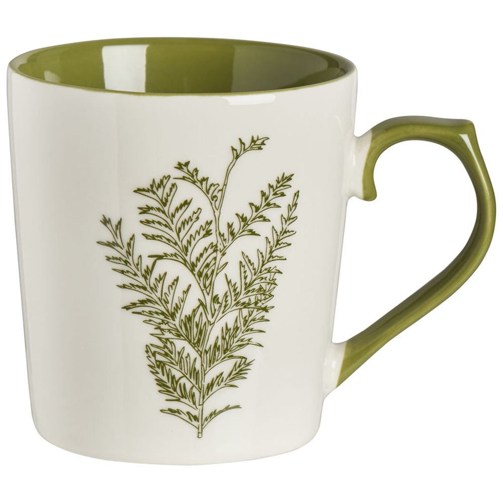 Wilko Green and White Footed Foliage Mug Image 1
