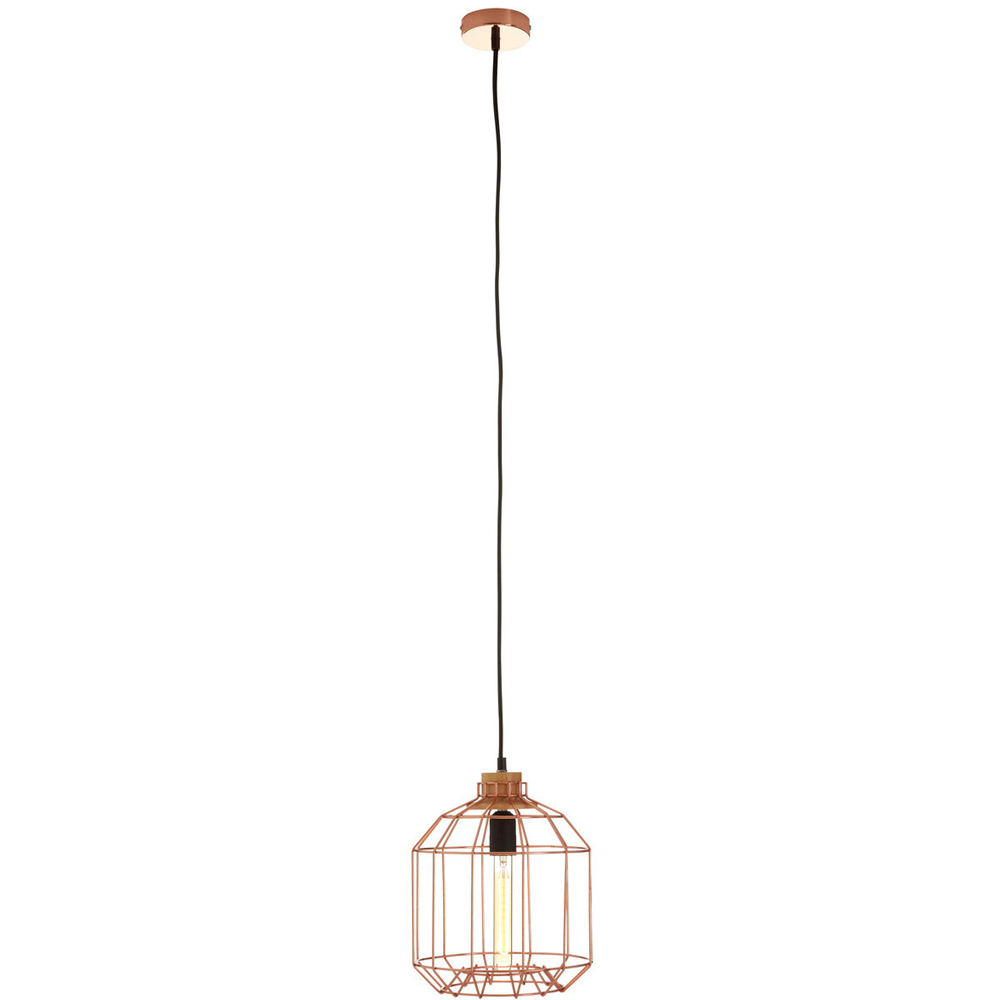 Premier Housewares Copper Metal Wire Pendant Light Image 2