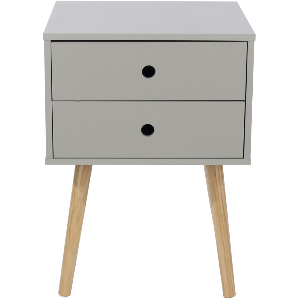 Scandia 2 Drawer Light Grey Tapered Legs Bedside Table Image 5