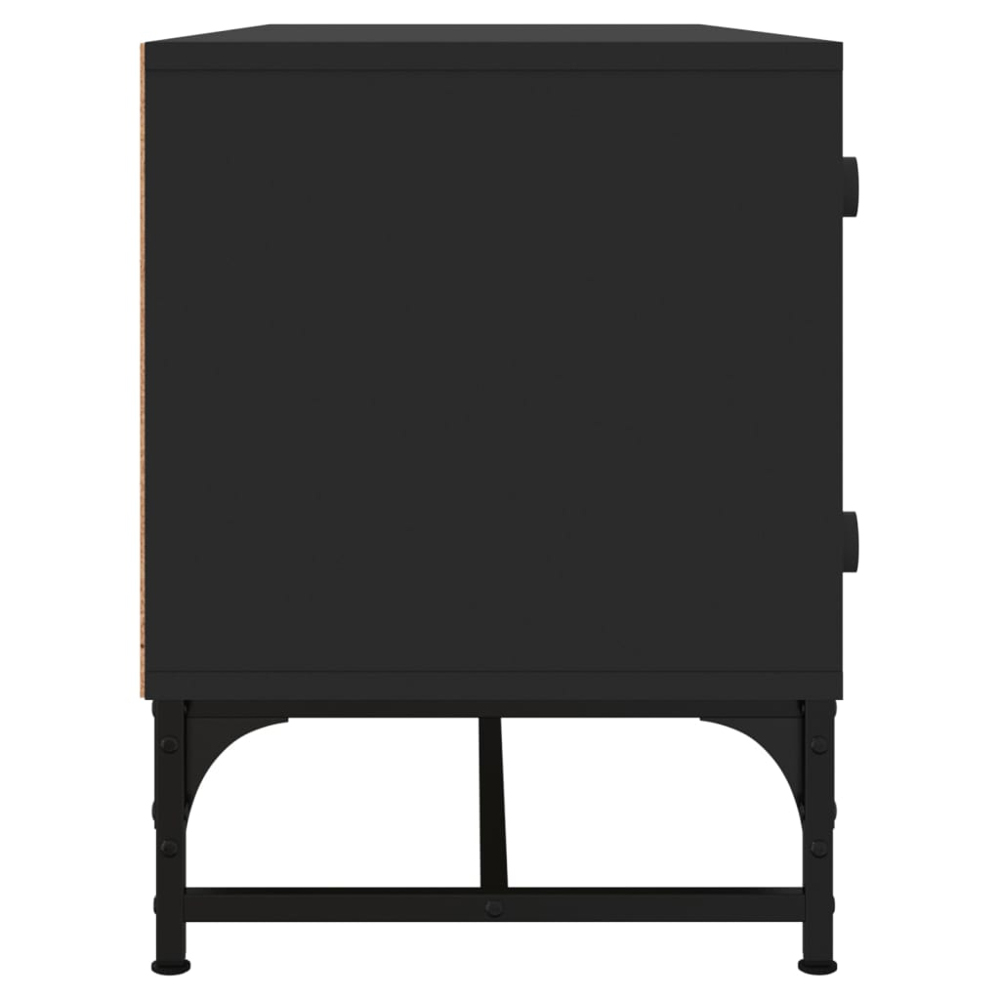 vidaXL 2 Glass Door 2 Shelf Black TV Cabinet Image 6