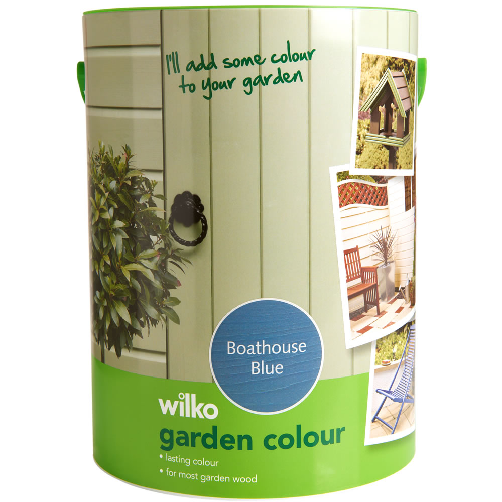 Wilko Garden Colour Boathouse Blue Exterior Paint 5L Image 1