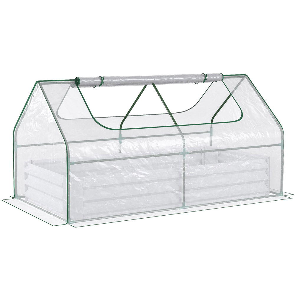 Outsunny Clear Window Large Raised Garden Bed Planter Box with Greenhouse Image 1