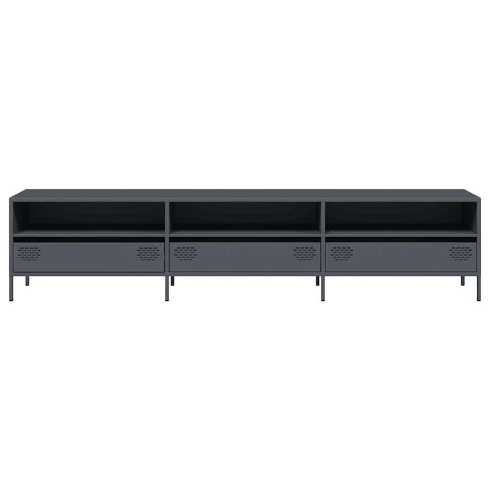 vidaXL 3 Drawer 3 Shelf Anthracite Steel Industrial Style TV Cabinet Image 4