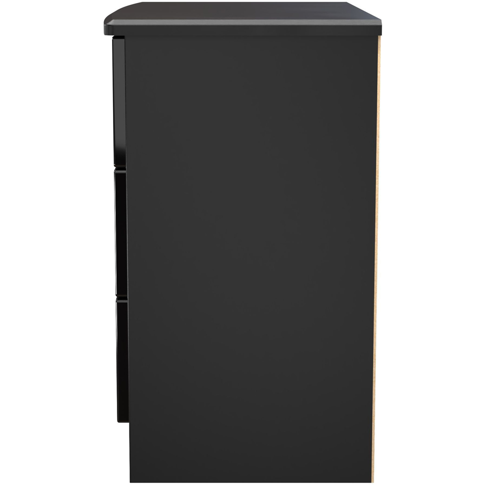 Crowndale Knightsbridge 3 Drawer Black Gloss and Black Chest of Drawers Ready Assembled Image 4