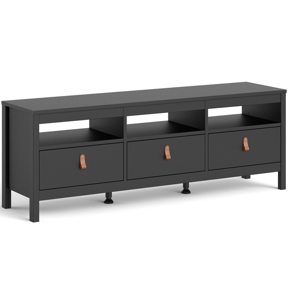 Florence Barcelona 3 Drawer 3 Shelf Matt Black TV Unit Image 2