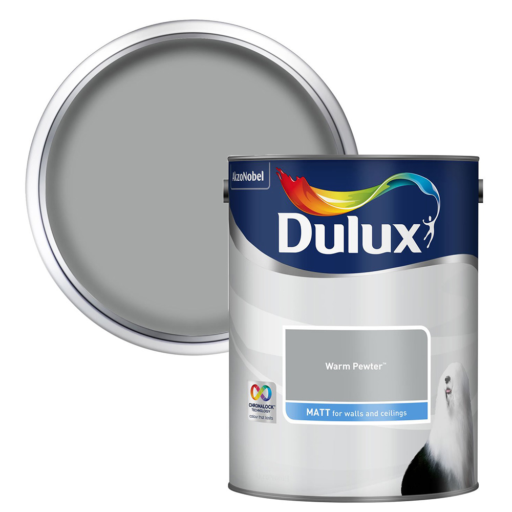 Dulux Wall & Ceilings Warm Pewter Matt Emulsion Paint 5L Image 1