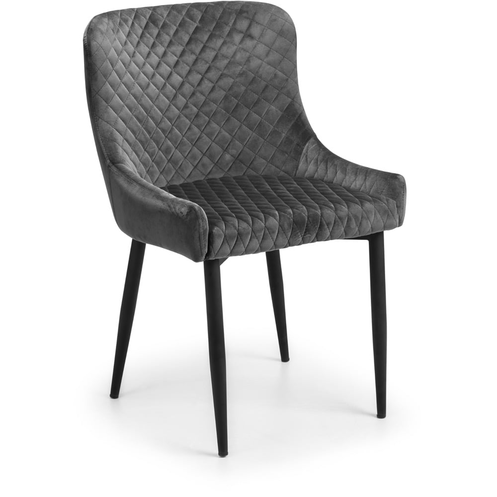 Julian Bowen Luxe Set of 2 Grey Velvet Dining Chair Image 3