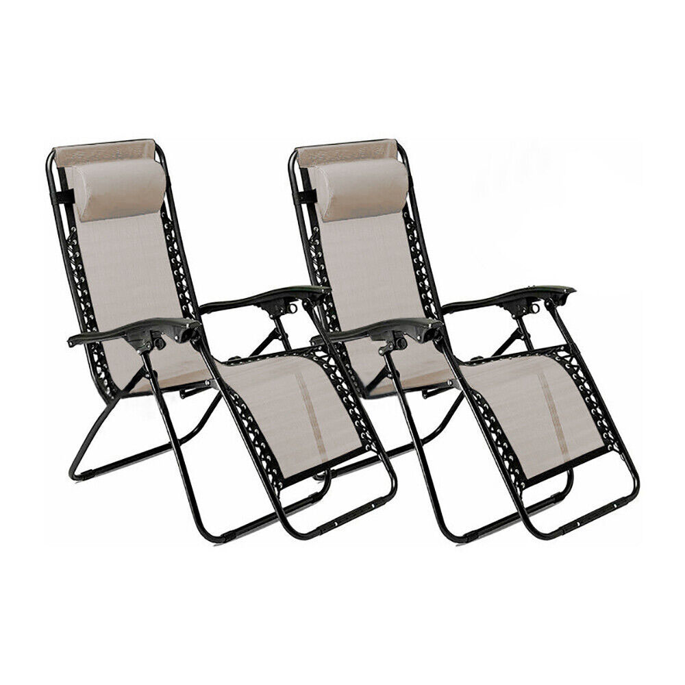 Neo Set of 2 Cream Zero Gravity Loungers Image 2