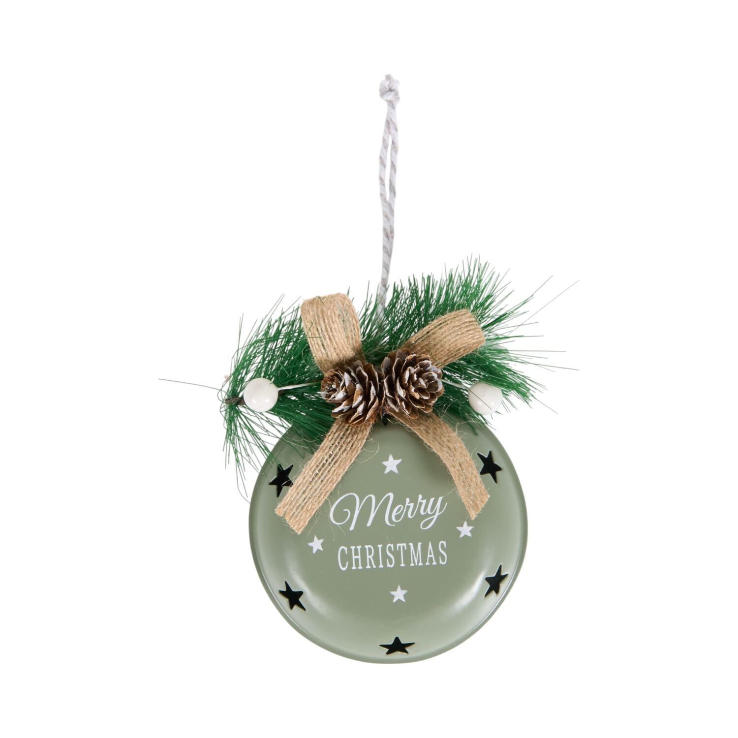 Merry Christmas Metal Bell Green Image 1