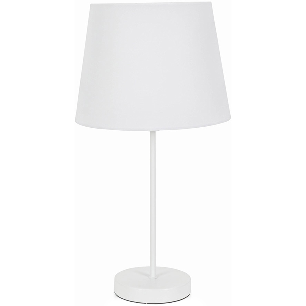 ValueLights Charlie White Tapered Shade White Single Stem LED Table Lamp Image 1