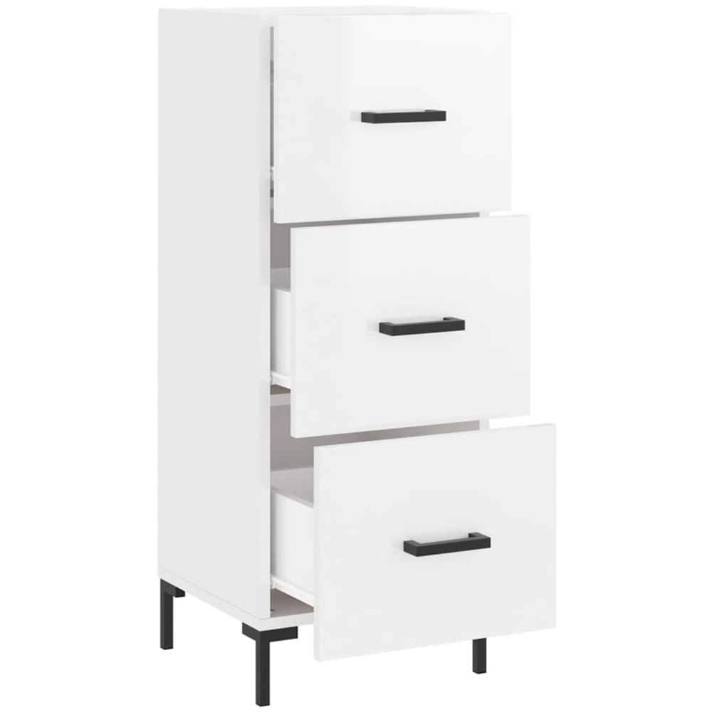 vidaXL 3 Drawer High Gloss White Sideboard Image 5