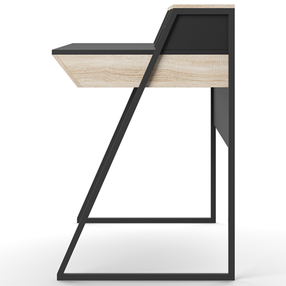 Alphason Salcombe 2 Drawer Oak and Black Office Desk Image 5