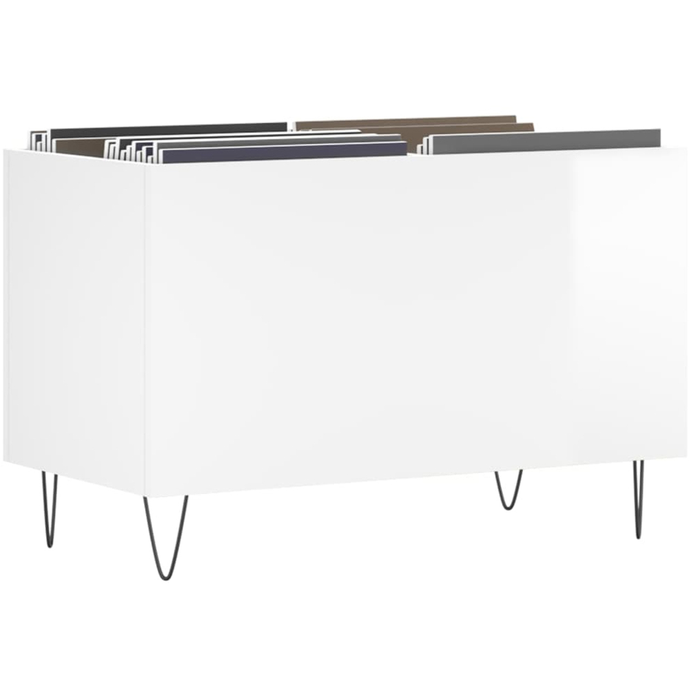 vidaXL High Gloss White Record Cabinet Image 3