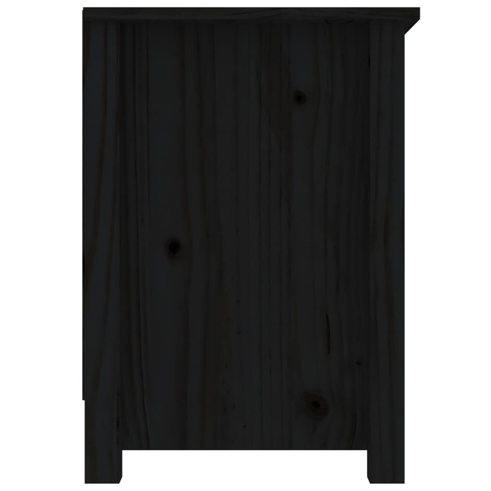 vidaXL 2 Door 4 Shelf Black Solid Pine Wood TV Cabinet Image 6