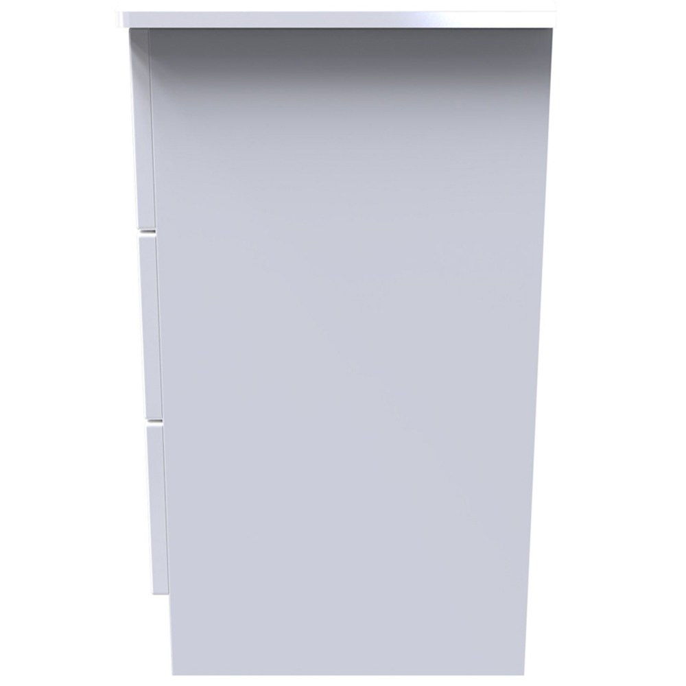 Crowndale Camden 3 Drawer White Gloss and White Chest of Drawers Ready Assembled Image 4