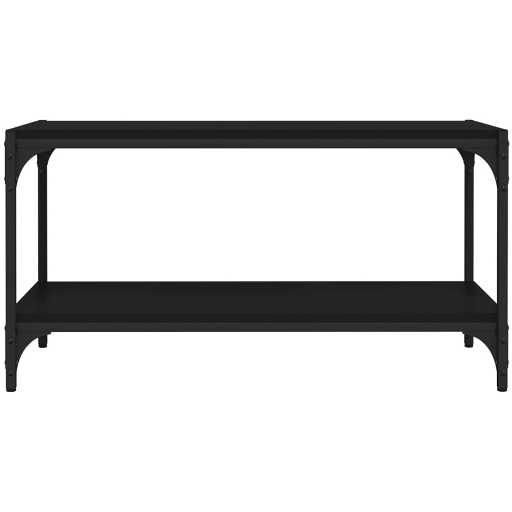 vidaXL Single Shelf Black Wood and Steel Image 4