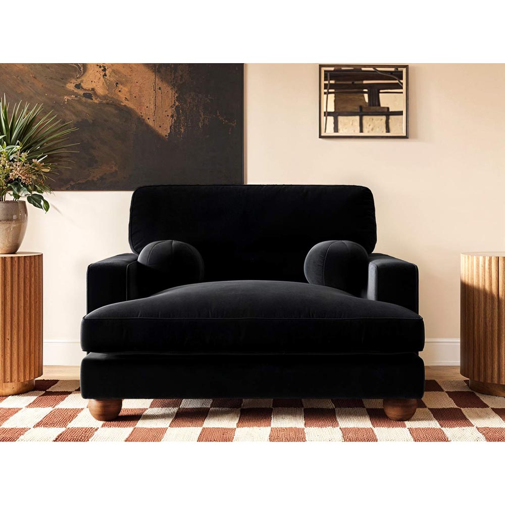 Solace+Co Addison Black Velvet Loveseat Sofa Image 4