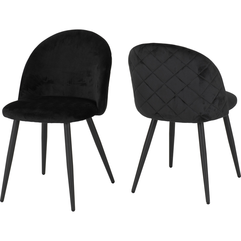 Seconique Marlow Set of 4 Black Velvet Dining Chair Image 3