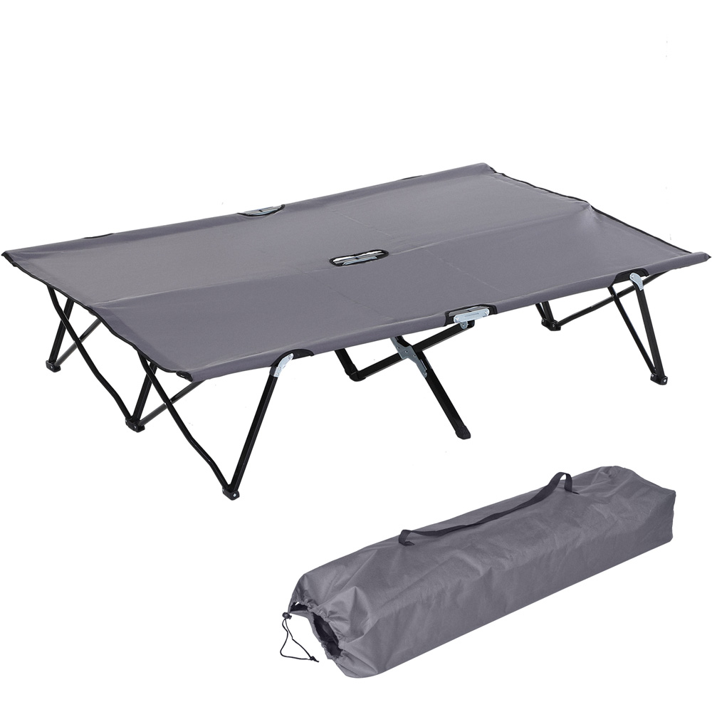 Outsunny Double Grey Foldable Camping Bed Image 1