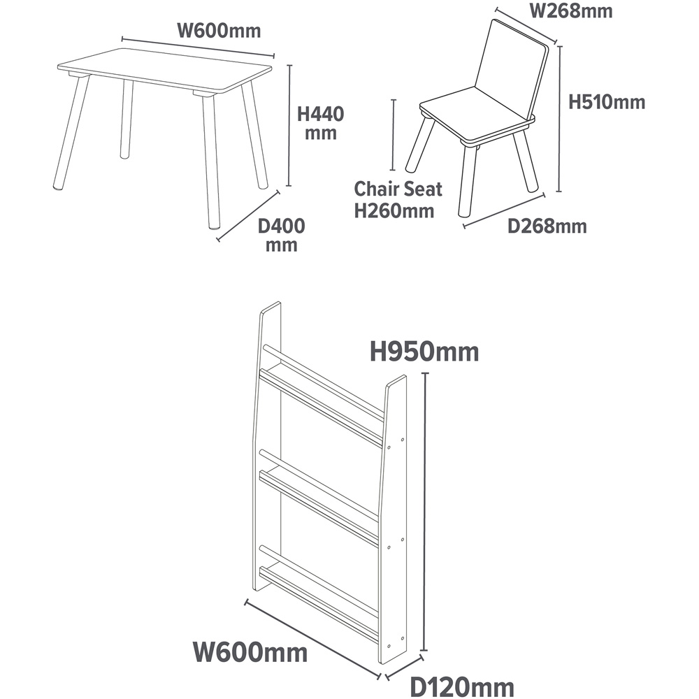 Liberty House Toys Rainbow Table and Chair with Pink Bookshelf Set Image 6
