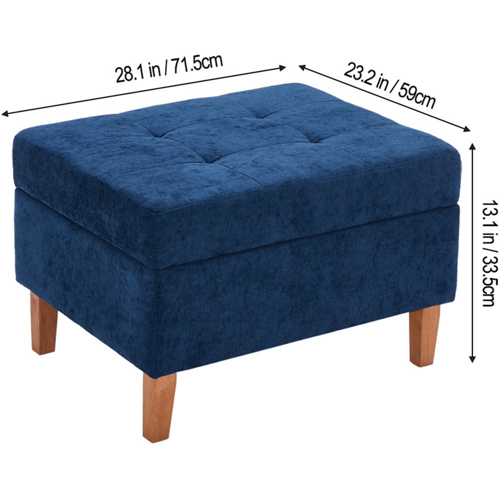 Living and Home Blue Chenille Ottoman Stool Image 9